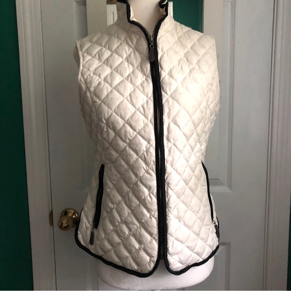 Eddie Bauer goose down quilted vest cream,  small
